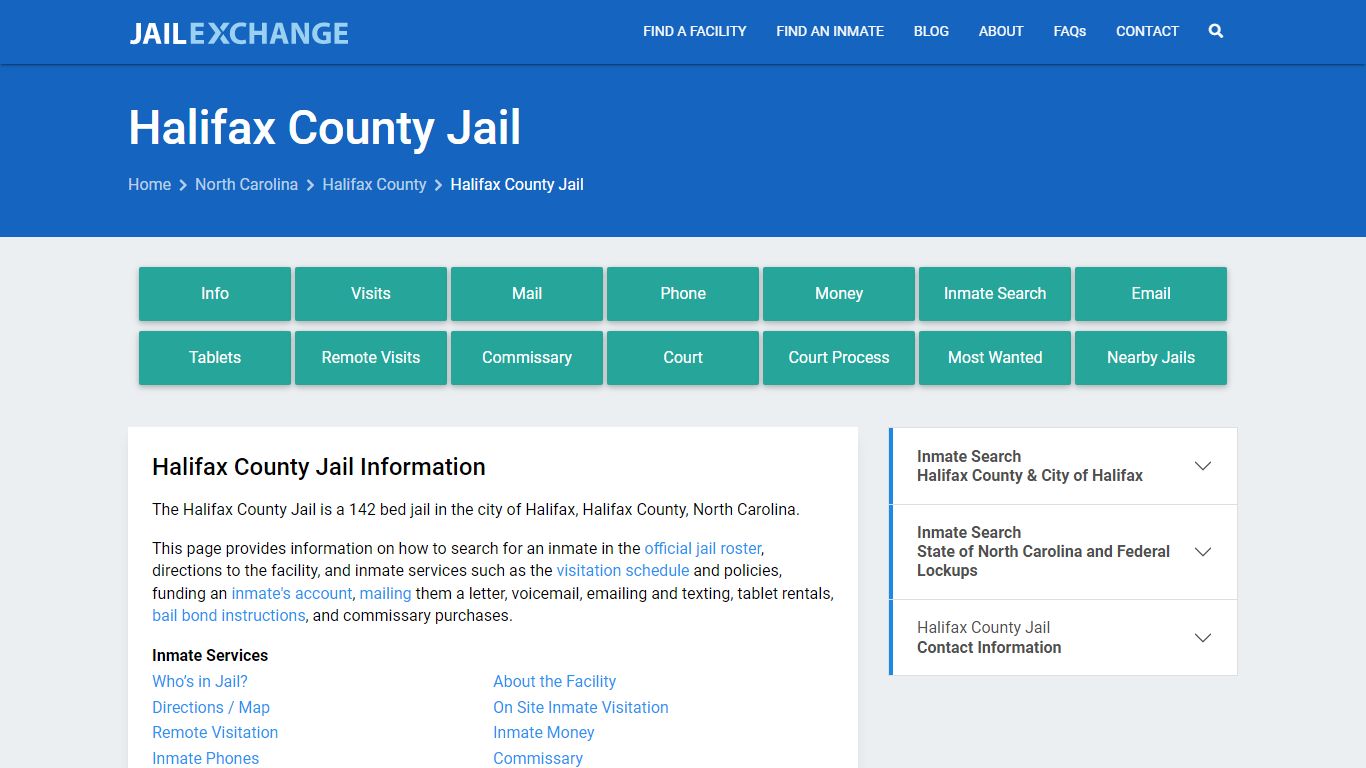 Halifax County Jail, NC Inmate Search, Information